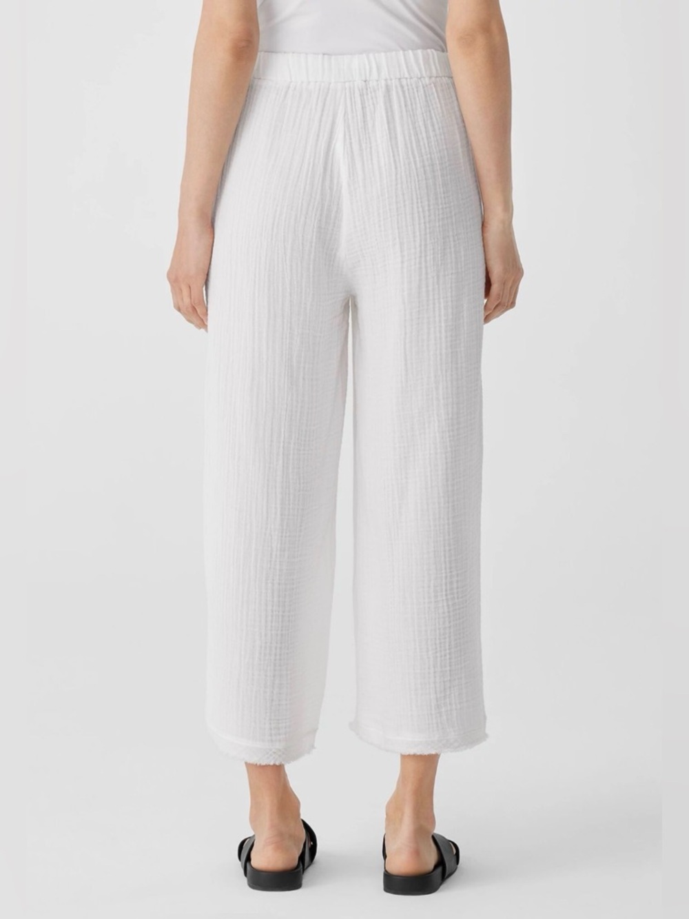 Eileen Fisher Organic Cotton Gauze Pull On Pants White , M